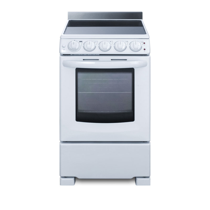 Summit Appliance 20" 2.3 Cubic Feet Electric Free Standing Range with Radiant Cooktop, White