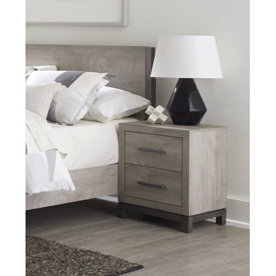 Attrayante table de chevet de 1 pièce avec 2 tiroirs et quincaillerie de bar en métal de qualité supérieure pour chambre à coucher