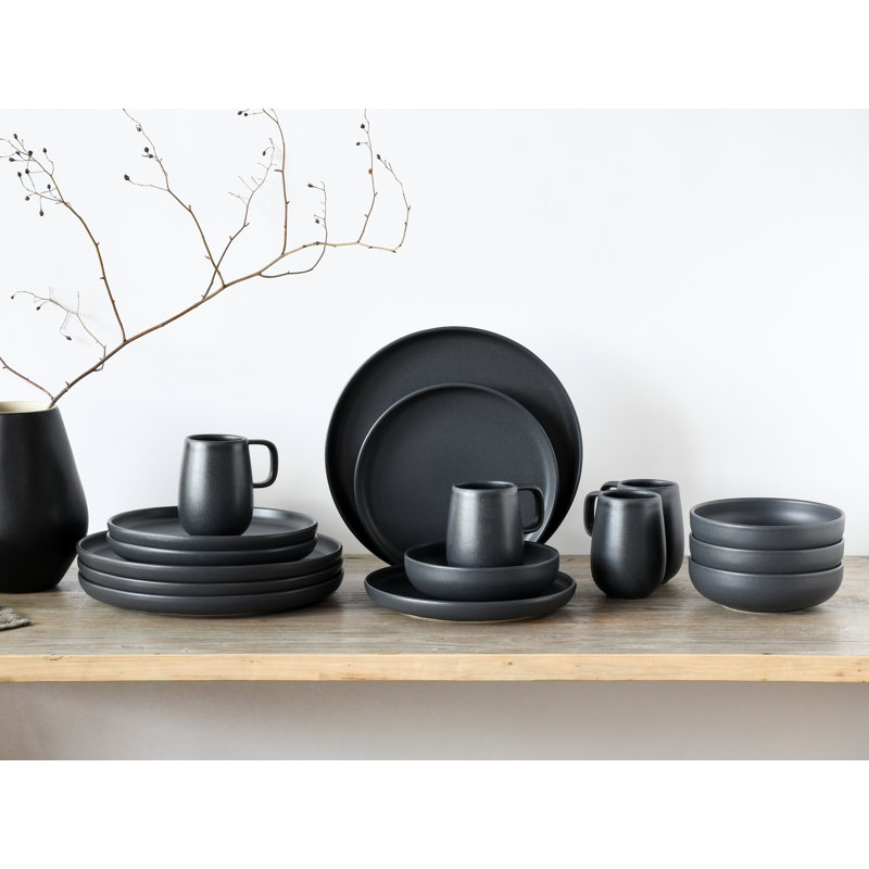 16 Pieces Combined Service Uno For 4 People, Black