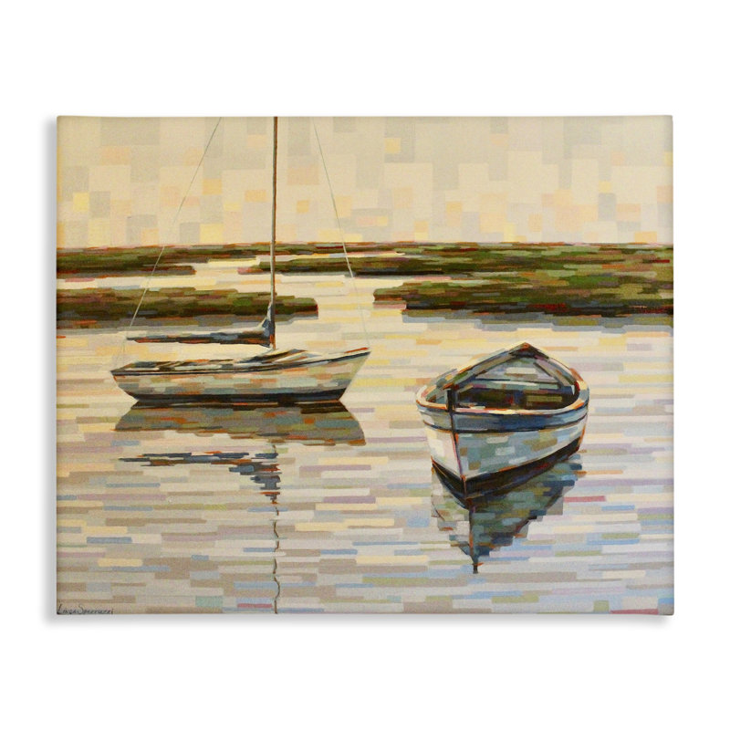 Art mural sur toile Be Still Row bateau, design par Linda Sperrucci, H 16 po x l 20 po