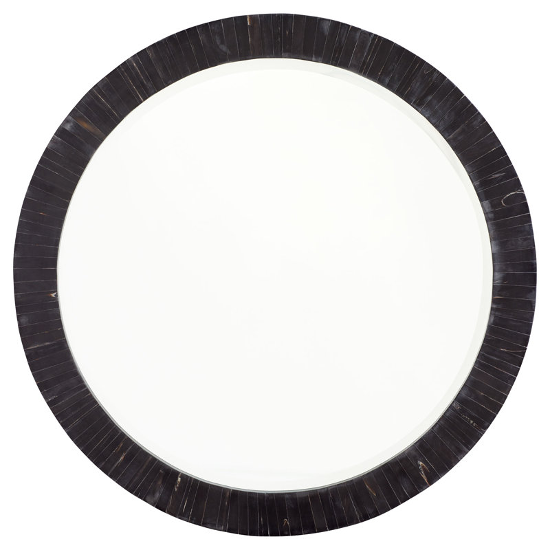 Nautilus Bone Round Mirror, Black