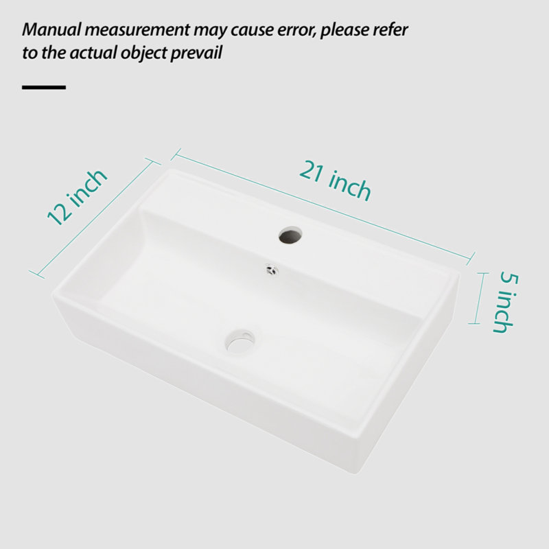 Go Peak Track 12'' Ceramic Rectangular Bathroom Sink with Overflow