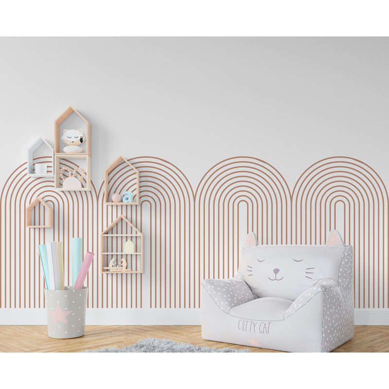 Décalcomanie murale arc festonné, décalcomanies festonnée, décalque de décoration murale Boho, chambre de bébé Boho, demi-mur festonné, décalque mural arche, décalque de bordure 338RS
