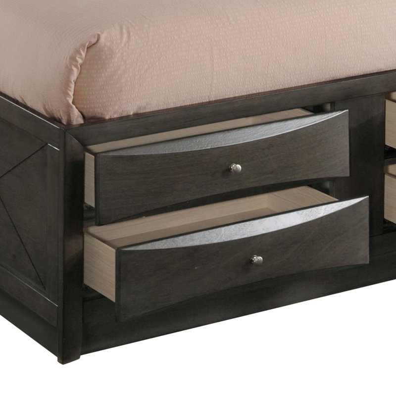 Bed w/Storage, Gray Oak, Full