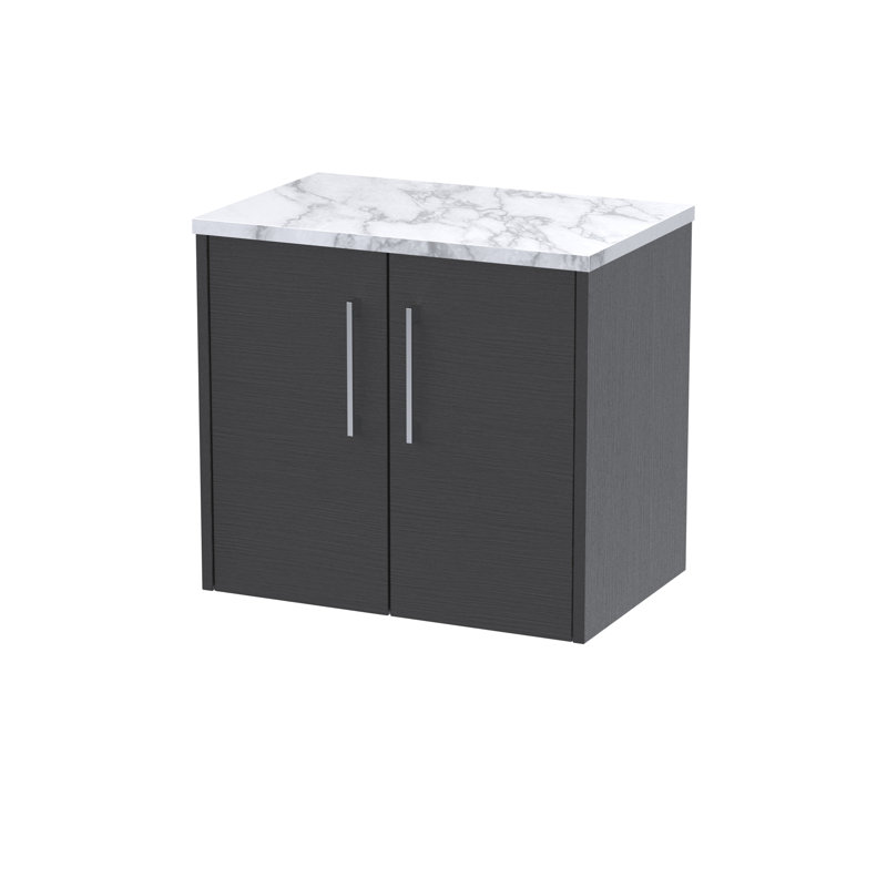 Juno 60.5cm Single Bathroom Vanity Base Only, Graphite Grey Woodgrain