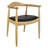 Hashimoto Solid Real Wood Open Back Pu Leather Seat Dining Arm Chair-859261197