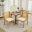 Chaises de salle à manger en rotin, structure en bois massif avec accoudoirs décoratifs, siège rembourré en lin, chaises d'appoint de style rustique en bois pour la cuisine, la salle à manger, le salon, finition naturelle, beige, paquet simple-1604604678