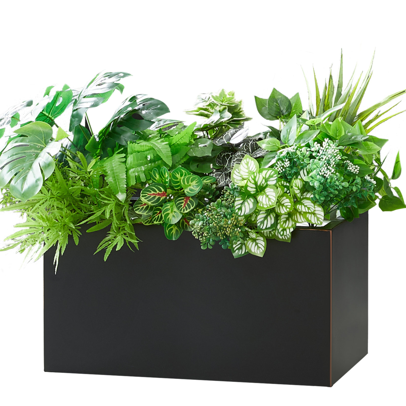 Tormund Metal Planter Box, 13" H x 25" W x 11" D, Black/Gold Edge