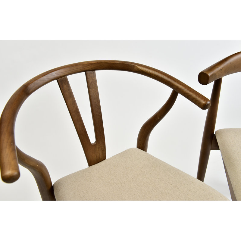Bloomdale 19'' H Jute Upholstered Walnut Stacking Armchair, Tinted Raw