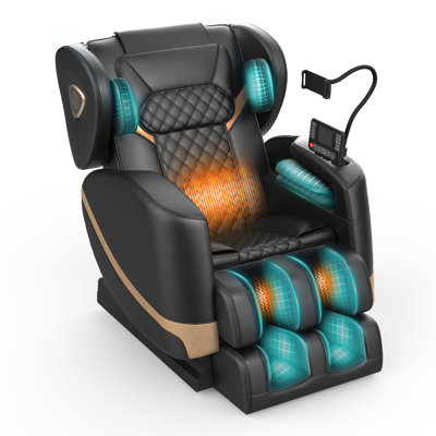 Fauteuil de massage Otillia complet, fauteuil de massage zéro gravité avec 10 rouleaux fixes, chauffage, massage des pieds, modes automatiques, haut-parleur Bluetooth, contrôleur à écran tactile