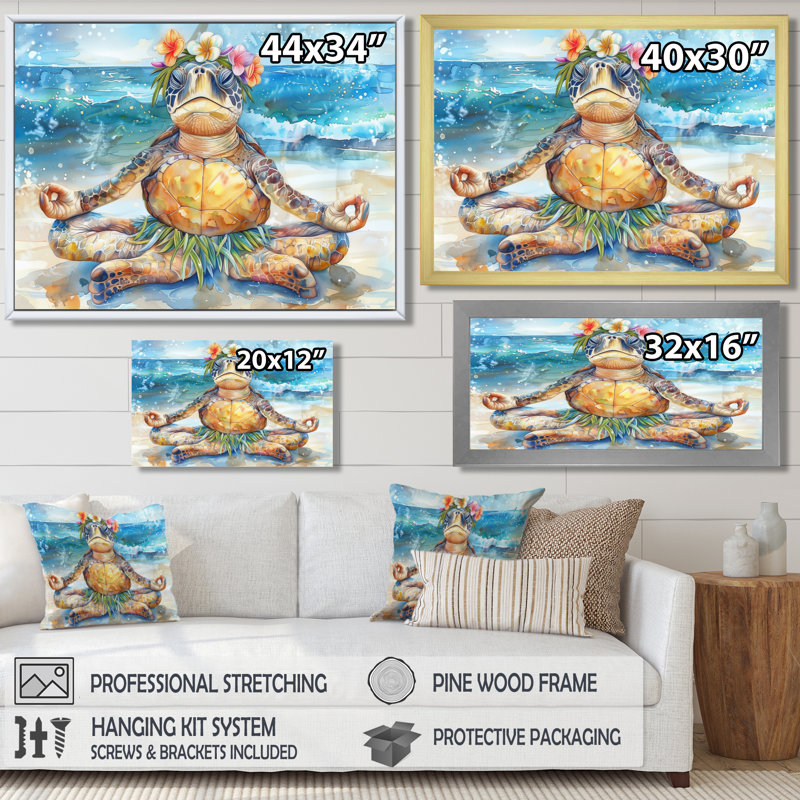 Salldar - reproduction d'art de tortue, Toile encadrée noire simple, H 12 po x l 20 po x P 1 po