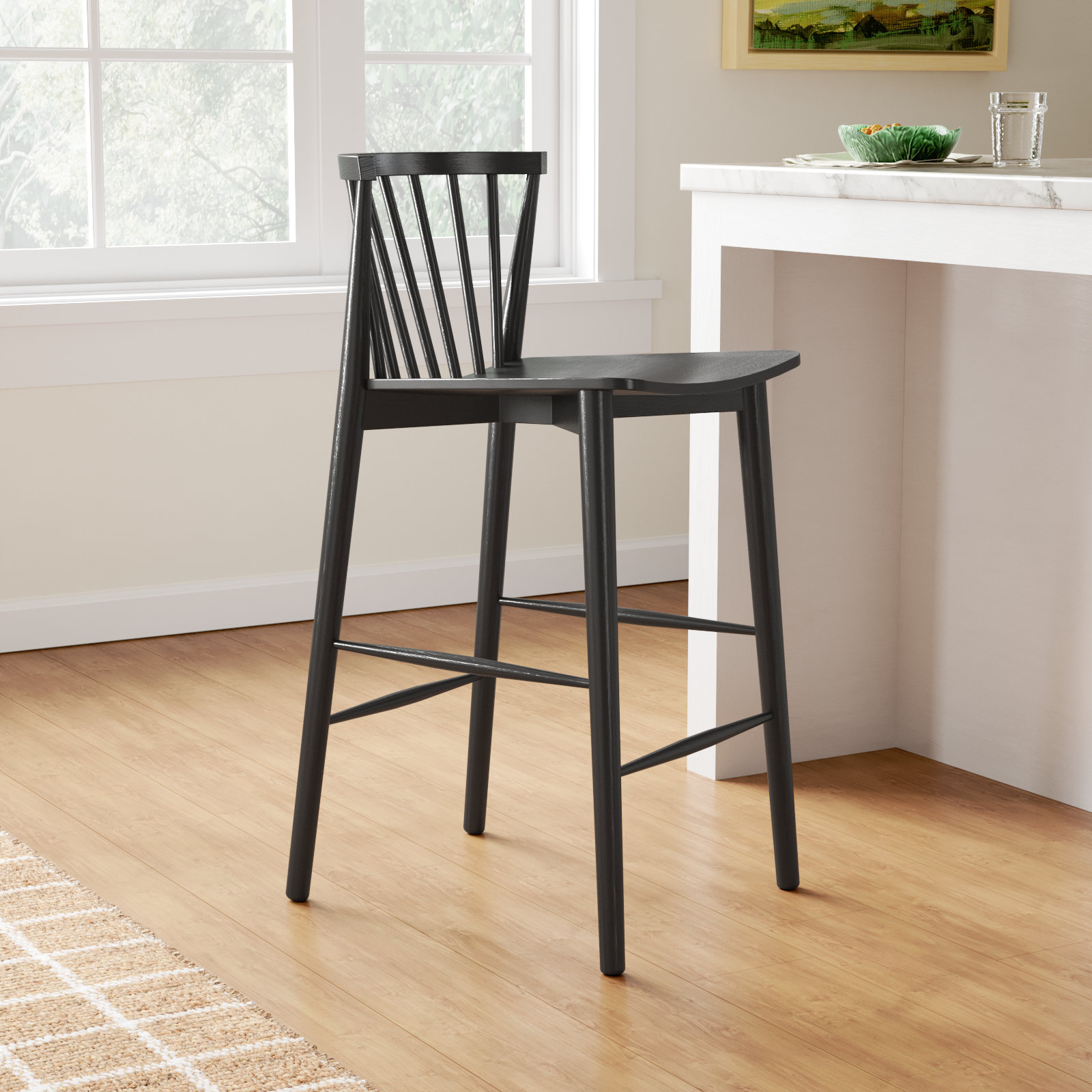 Tybee 25" Bar Stool, Black