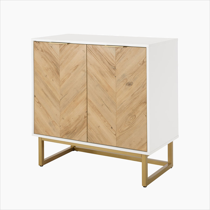 White and Gold Storage Cabinet with 2 Doors, Modern Buffet Sideboard Cabinet with Storage,Accent Cabinet for Living Room, Dining Room, Entryway