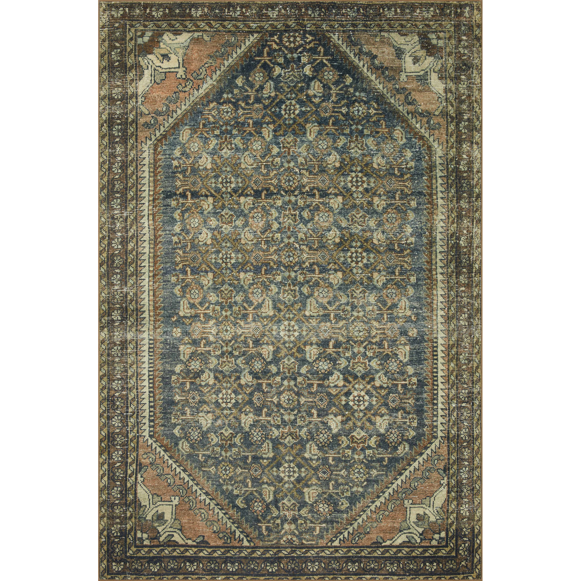 Magnolia Home By Joanna Gaines X Loloi Banks Machine Washable Denim / Clay Area Rug, Rectangle 5' x 7'6"