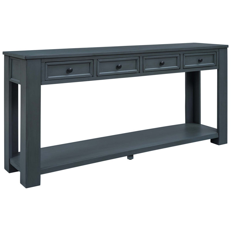 Buffet console Hudis avec tiroirs de rangement et tablette inférieure, Bleu marine