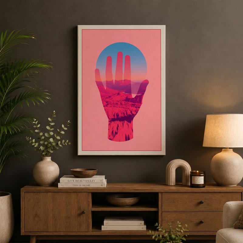 Hand in the City Modern - Wrapped Canvas, 30x20 - 76.2 x 50.8 cm, Terracotta Border