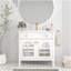 Lavabo de salle de bain de style Mid-Century avec verre à motif, lumière à capteur de mouvement et grand espace de rangement, armoire autoportante haut de gamme, blanc