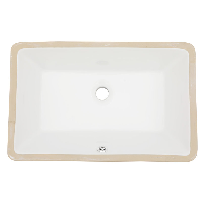 White Ceramic Rectangular Bathroom Undermount Sink 21X13x7.17 Inch, Acid Resistance, Low Water Absorption Smooth Surface, Stain , Adds Space To
