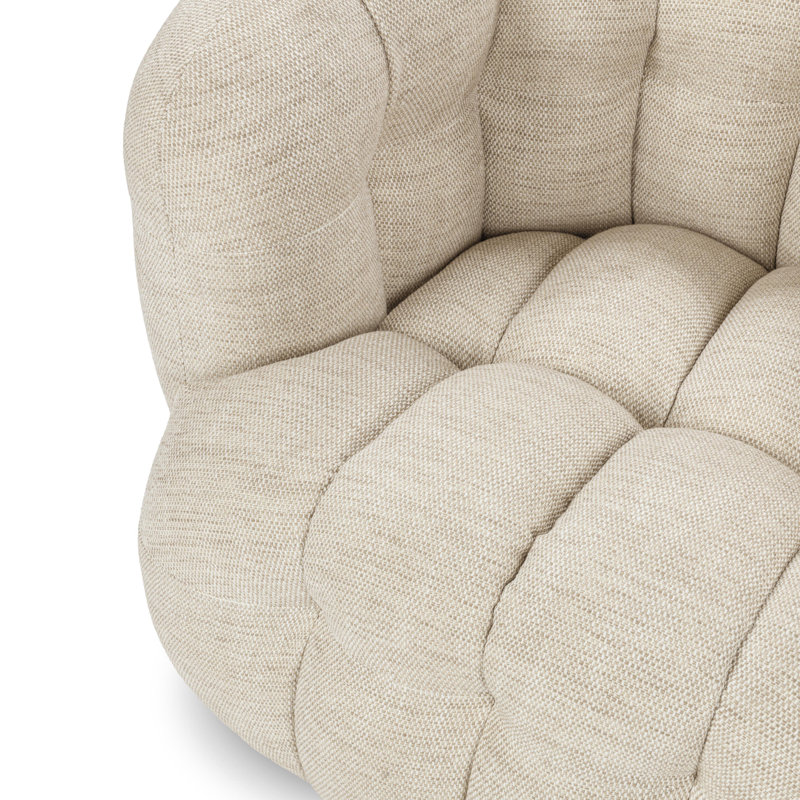 Walter Swivel Barrel Chair, Beige Polyester Blend
