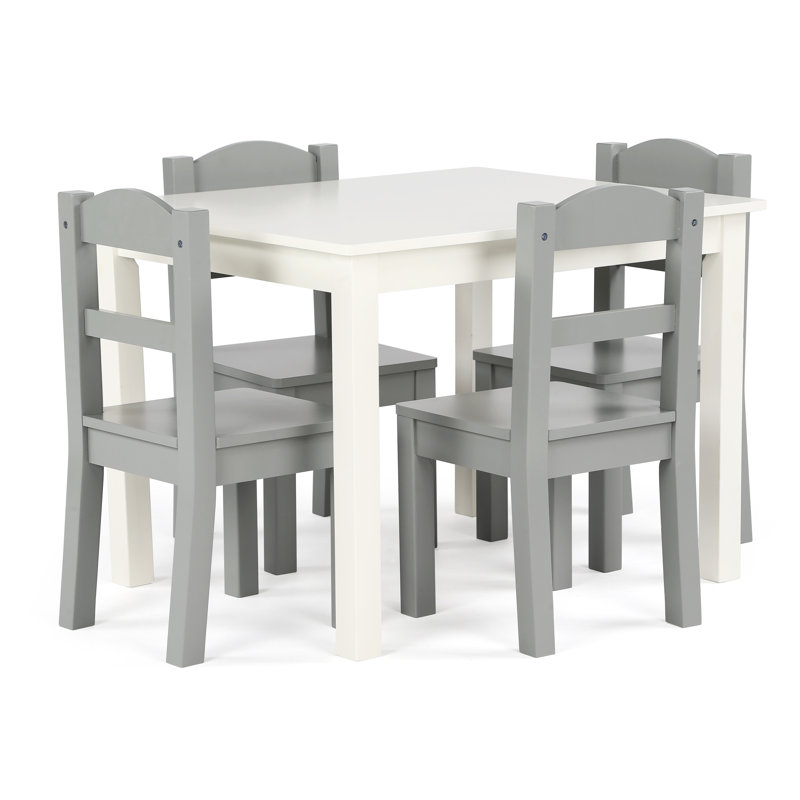 Kids 5 Piece Rectangular Play Or Activity Table and Chair Set, Grey