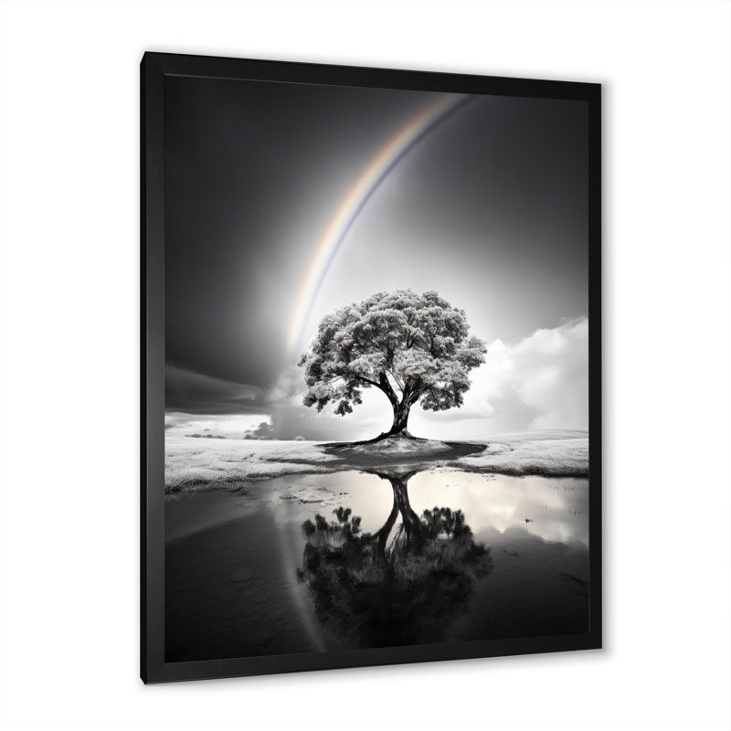 Arc-en-ciel arc-en-ciel gris sur arbre III - impression, Cadre photo noir, H 32 po x l 16 po x P 1 po