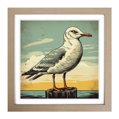 Seagull Retro No.1 - Single Picture Frame Print on Wood