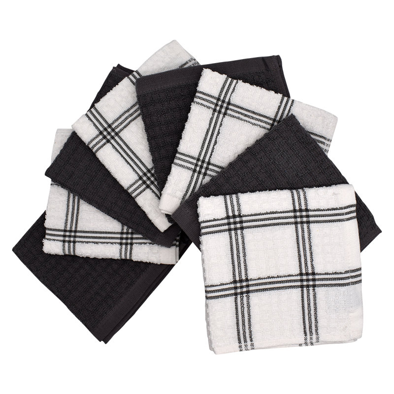 Cotton Stripe Waffle Dish Cloth Kitchen Towel, Grey