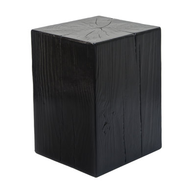 Modern Black End Table, 18" H, Wood-like Distressed Appearance, Mix And Match Setup Wood-look 14.37" Wide, For Drinks, Indoor Outdoor Decor