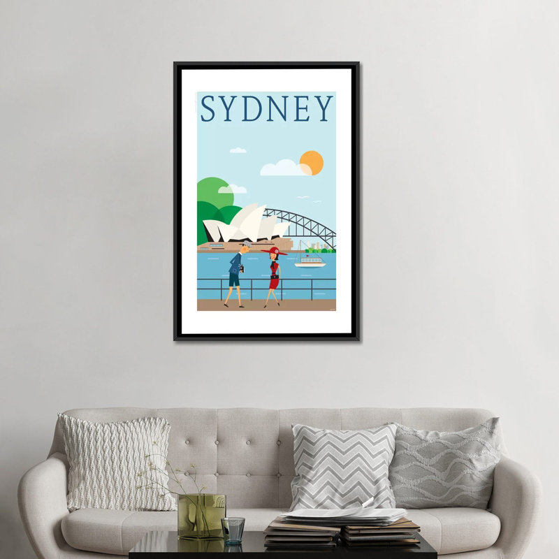 Sydney par TomasDesign - reproduction sur toile tendue, H 26 po x l 18 po x P 1,5 po, Toile avec cadre noir, Pas de tapis