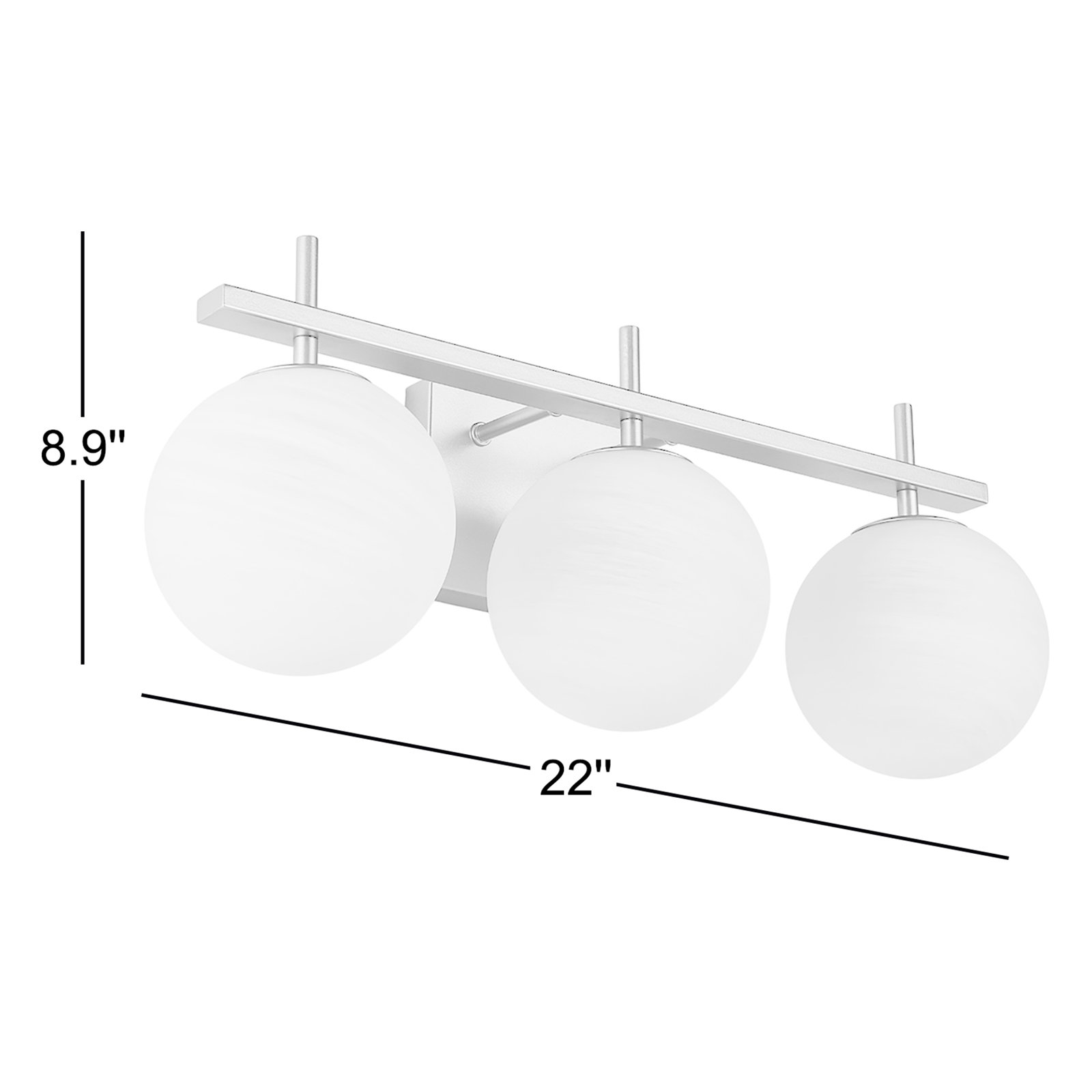 Bathroom Vanity Light With Round Shape Cloud Glass Shade, 3, Chrome