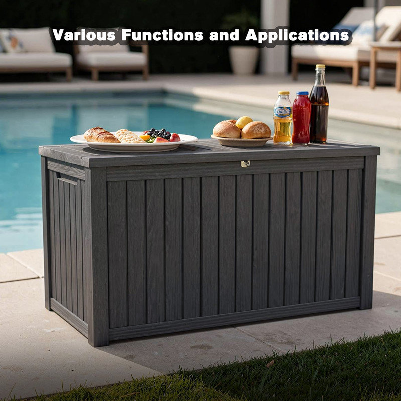 180 Gallon Deck Box with Double-Wall Resin, Lockable Outdoor Storage Bench for Patio, 55.5" L, 45 Gallons