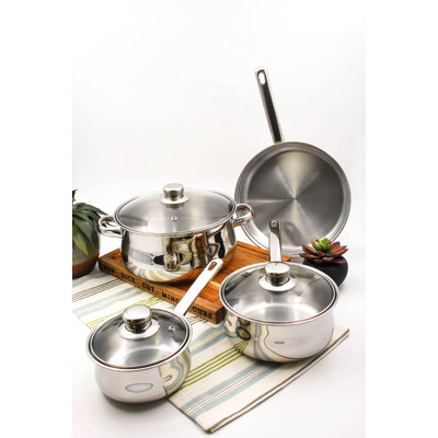 Mercury 250C 7-Piece Stainless Steel Cookware Set with Glass Lids
