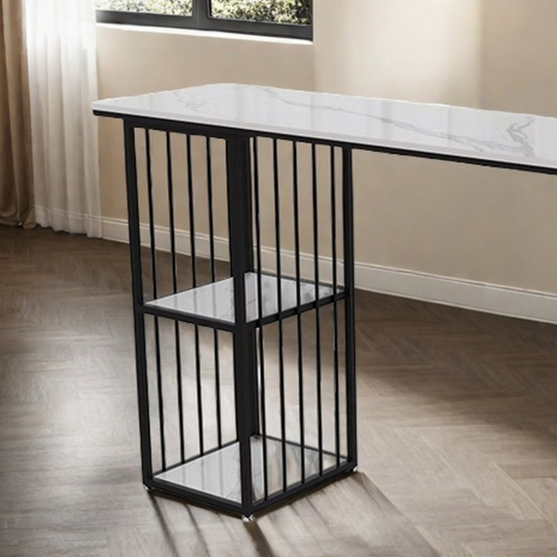 Table et chaise de bar Light Luxury, H 41,3 po x L 55,1 po x l 19,6 po, Noir / argenté, Noir