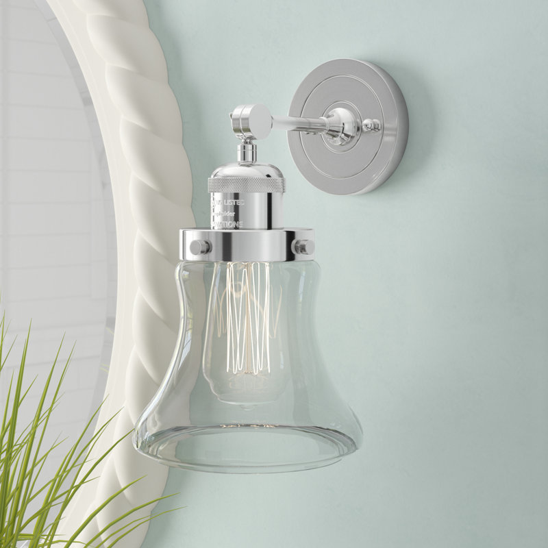 Edda Armed Sconce, Clear, Polished Nickel