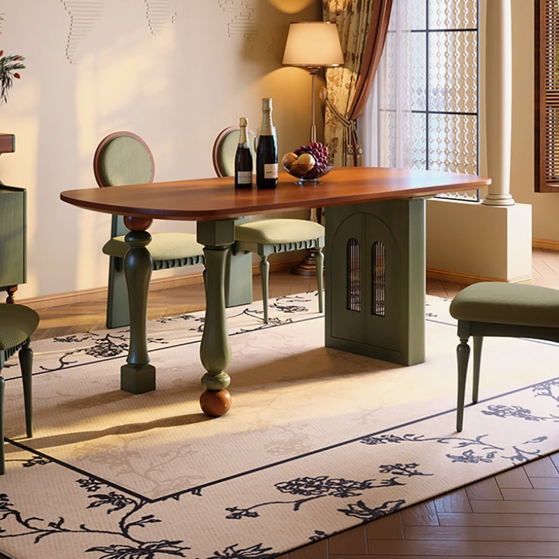 70.87"Fresh Vintage Solid Ash Rectangular Dining Table with Under-Table Storage, 29.53" H x 70.87" W x 33.46" D