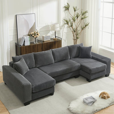 114" Sleeper Sofa,U Shaped Sofa , Pull Out Bed,Convertible Oversize 2 in 1 Sleeper Sofa, Living Room,Upholstery Sofa Bed,Adjustable Sleeper Sofa,Corduroy,y