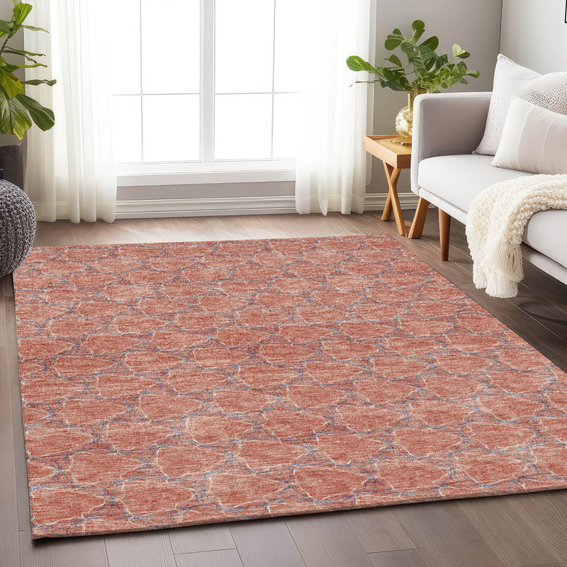 Tapis saumon Prisco lavable à la machine de qualité supérieure, Rectangle 10 pi x 14 pi