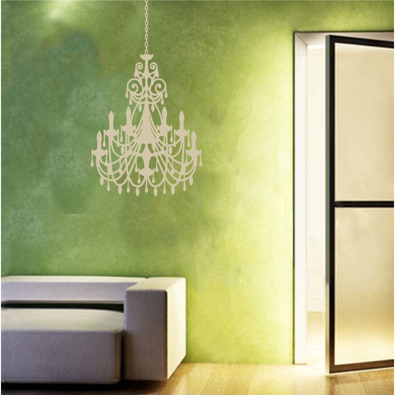 Décalcomanie murale lustre ornée, H 24 po x l 16 po x P 0,01 po, Beige