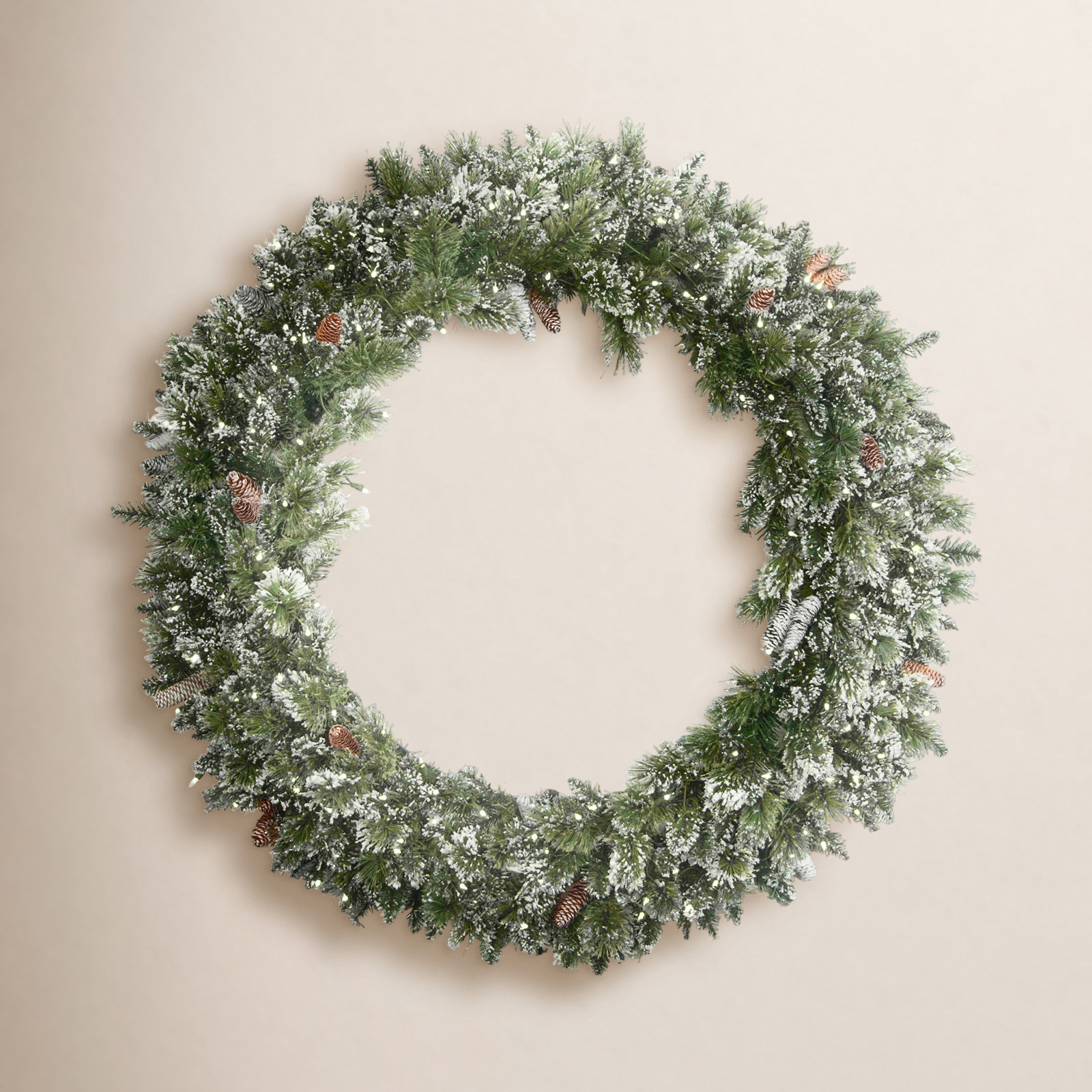 48'' Faux Pinecone Lighted Wreath