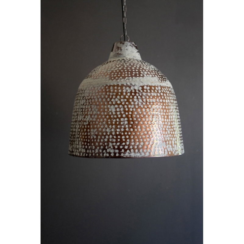  Luminaire suspendu rustique en métal blanc - 21 po de hauteur