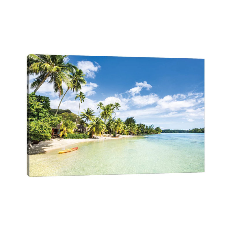 Tropical Beach On Bora Bora, French Polynesia par - Toile tendue, H 8 po x l 12 po x P 0,75 po