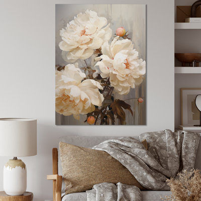 Pivoine parfumée beige IV sur toile