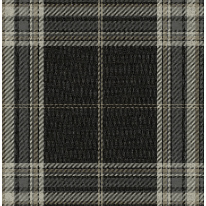 Westley Black Plaid Wallpaper, Black