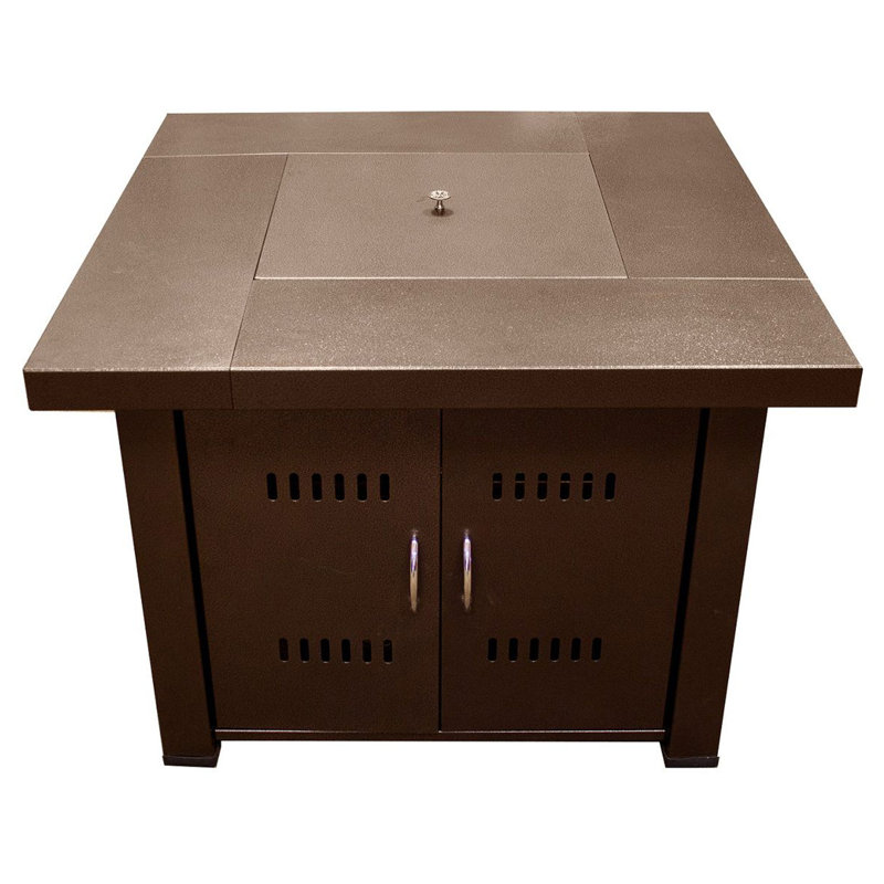 Walthourville Square Stainless Steel Propane Smokeless Fire Pit Table with Hidden Fuel Tank