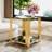 3 Piece Rectangle Glass Coffee Table Set, Modern Living Room Table Set with 1pc 47.5" Coffee Table & 2pcs 19.9" End Tables, Luxury Glass Coffee and End Table Set with Asymmetrical Metal Base & Lower Shelf for Home Office-2004460659