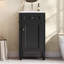 Ensemble de meuble-lavabo simple de 18 po avec lavabo en céramique, ensemble de meuble-lavabo autoportant avec porte à fermeture douce, tablette réglable, style français, pieds pleins, noir-129908281-129908280