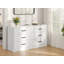 Commode en bois pour chambre à coucher, commode double à 6 tiroirs, commode moderne à tiroirs profonds, grand rangement pour le salon, garde-robe, P 15,8 po x l 47,2 po x H 27,7 po (blanc)