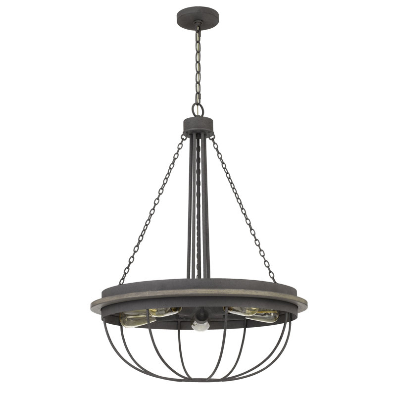 Trost 5 - Light Wagon Wheel Chandelier, 33" H x 24" W x 24" D, 5