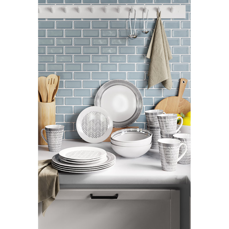 32pc Herringbone Grey