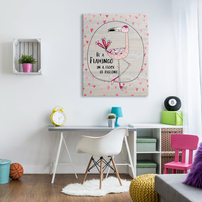 Caricature «Be a flamingo», Toile tendue, L 36 po x H 48 po